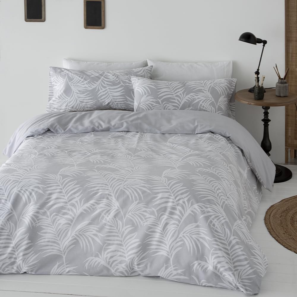 COTTON ARTean Housse de couette coton organique réversible Orio Gris 140 x 200 cm. Comprend une housse de couette 140 x 200 cm + 1 taie d'oreiller carrée 63 x 63 cm, 100 % coton biologique. Certifié : Cuisine et Maison