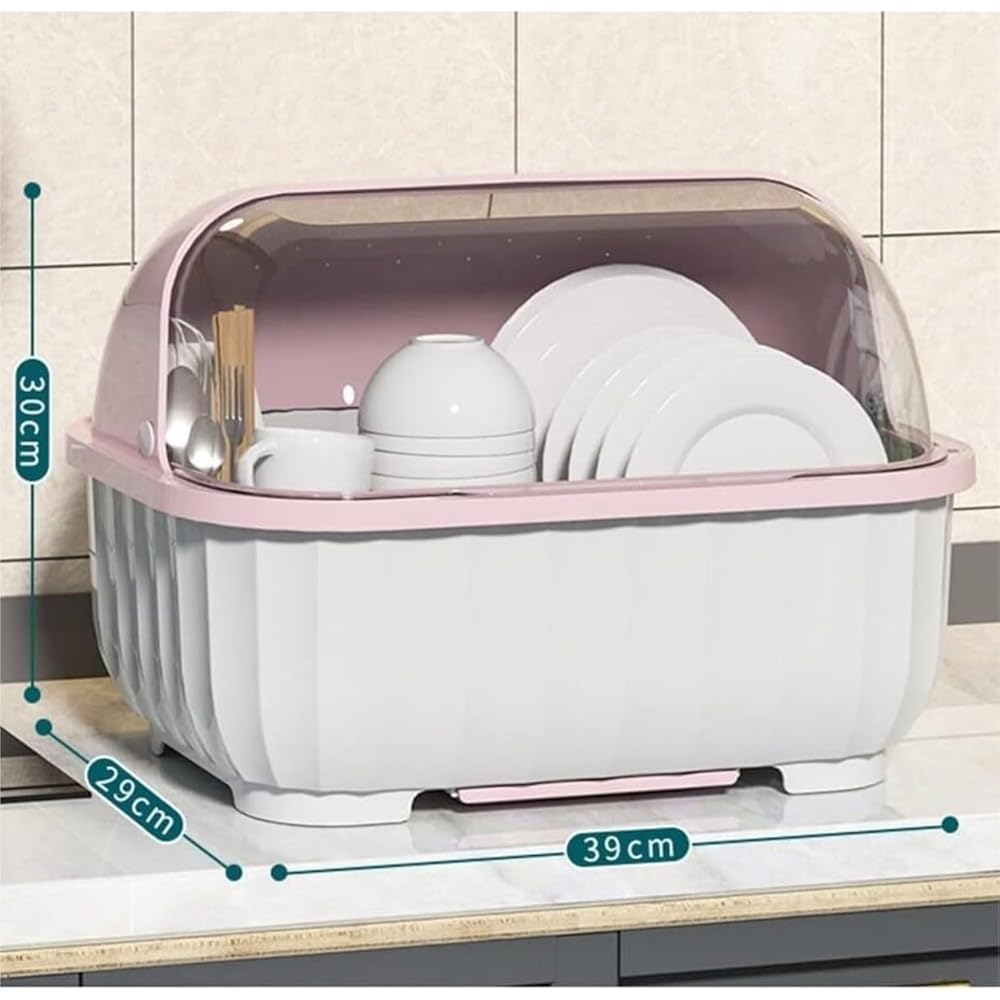 TOTIKI Organiseur Égouttoir Vaisselle Bols De Cuisine Et Vaisselle Étagère De Rangement Égouttoir Bol Égouttoir Chargé Vaisselle Boîte De Rangement avec Couvercle Cuisine(Grün,39 * 29 * 30CM) : Cuisine et Maison