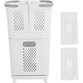 Panier à Linge, Panier à Linge en Plastique avec Roulettes et Poignée, Paniers à Linge Roulants Portables 3 Bacs de Rangement Amovibles pour Salle de Bain, Buanderie et Placard : Cuisine et Maison