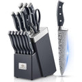 AMEGAT Couteau Cuisine, 14 Pièces Bloc de Couteaux avec Technologie Affûteur Intégré, Couteaux de Cuisine en Acier Inoxydable, avec Bloc Couteaux en Bois, Compris Couteaux à Steak, Couteau de Chef : Cuisine et Maison