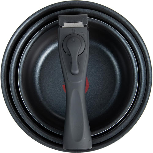 BERGNER - Set 4 Pcs Casseroles en Alu pressé avec poignée amovible et point de chauffe - ILAG Essential Coating - Anthracite - Compatible induction : Cuisine et Maison