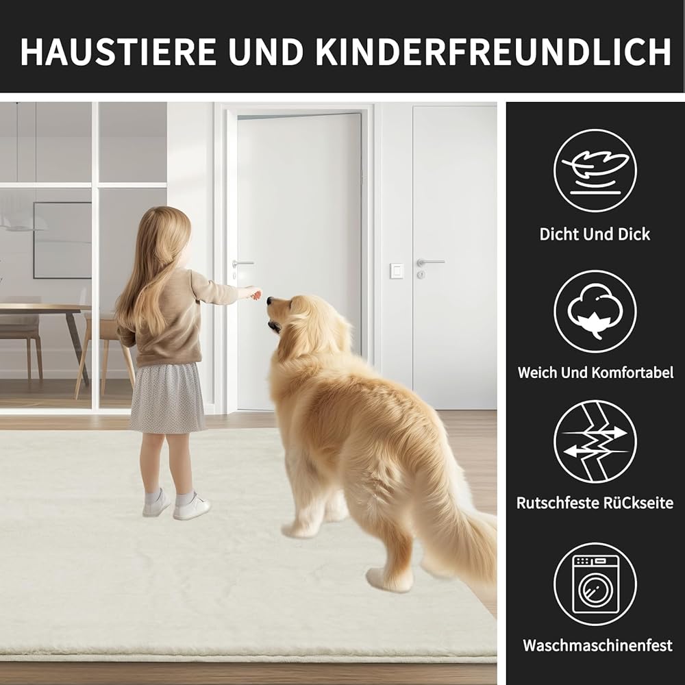 Sour Lemon Tapis doux de salon, lisse, en fourrure de lapin, à poils courts, antidérapant, moderne, antidérapant, pour chambre à coucher, décoration d'intérieur luxueuse, surface moelleuse, 160 x 230 : Cuisine et Maison
