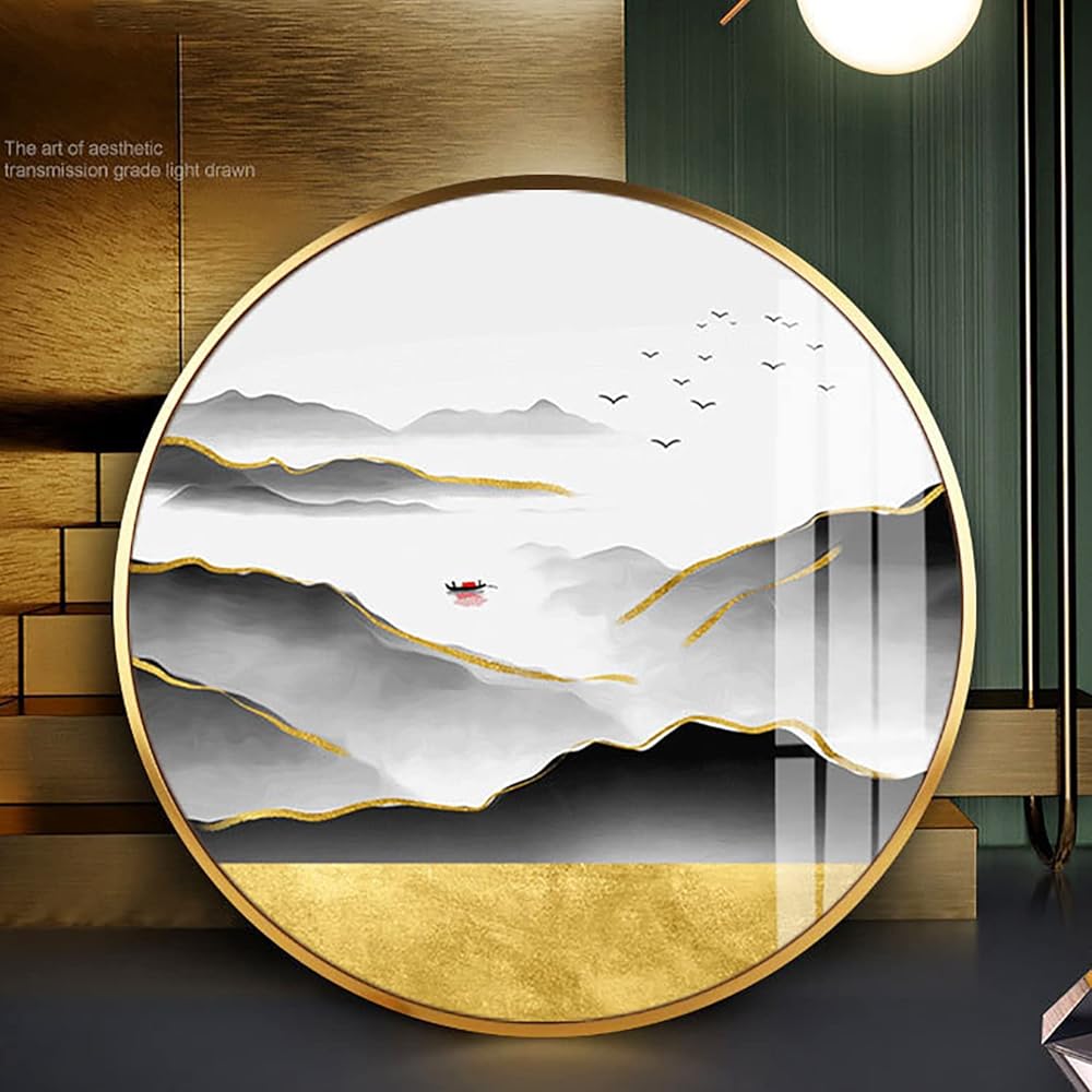 Cadres Photo en Bois, Cadre Photo Rond en Alliage d'aluminium, Cadres Photo Chics for fenêtre en plexiglas de Luxe léger, for décoration Murale (Color : Brushed Gold, Size : Diameter 50cm) : Cuisine et Maison