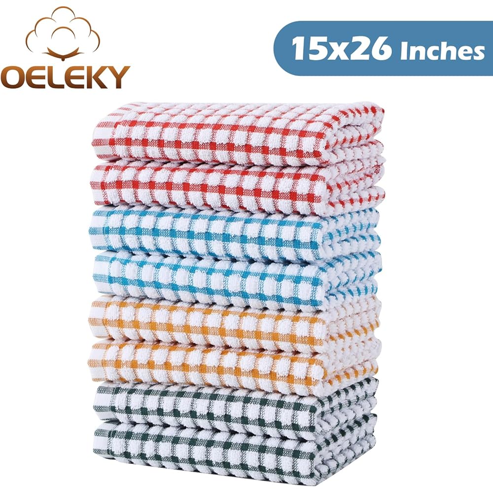 Oeleky Lot de 8 torchons de cuisine en coton pour sécher la vaisselle (Multi B, 38,1 x 66 cm) : Cuisine et Maison