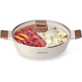 Dezin Marmite Shabu de 5 L à Double Saveur Avec Séparateur, Casserole Antiadhésive Double Face, Marmite Divisée de 30,5 cm Pour la Cuisine, Casserole Pour Plaque à Induction : Cuisine et Maison