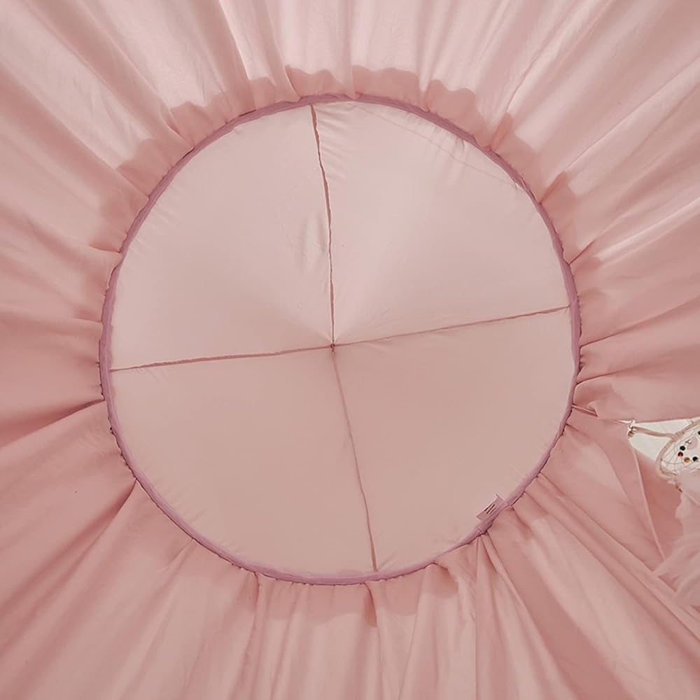 HUOQOU Baldaquin de lit pour Filles Double Couche Princesse Dôme Rond Enfants Moustiquaire rêveuse Linge Château Tente de Jeu Maison Suspendue Décor Niche de Lecture Baldaquins(Rose/Blanc) : Bébé et Puériculture