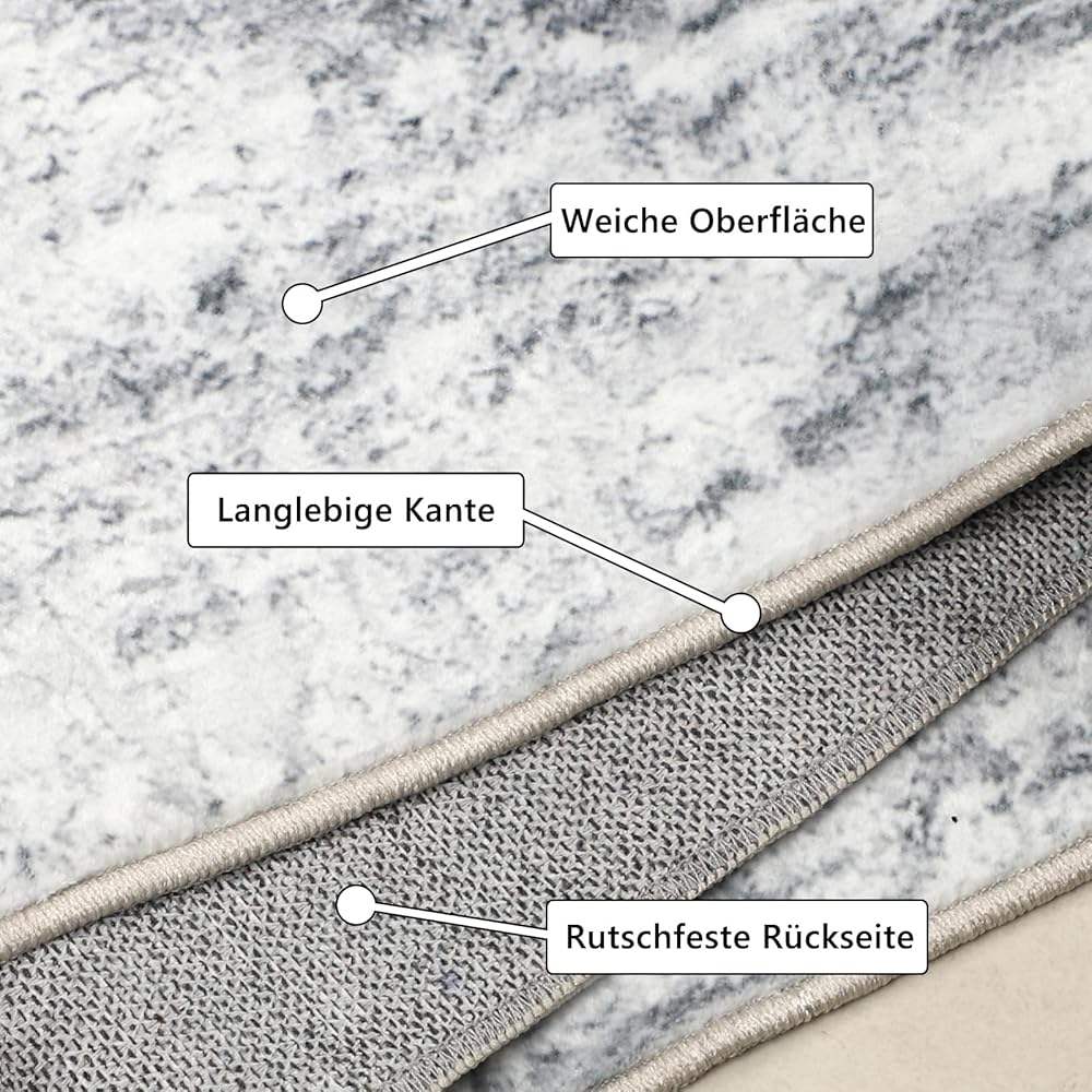 Capslpad Tapis de salon, abstrait, gris, 200 x 300 cm, antidérapant, à poils courts, en laine synthétique, lavable, minimaliste, pour salon, chambre à coucher, bureau, décoration : Cuisine et Maison
