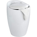 WENKO Tabouret Panier à Linge Coffre à Linge et Tabouret Salle de Bain Candy | Coussin Amovible, Filet Linge Amovible 20l | Plastique ABS résistant 120kg | d36x50,5cm | Blanc : Cuisine et Maison