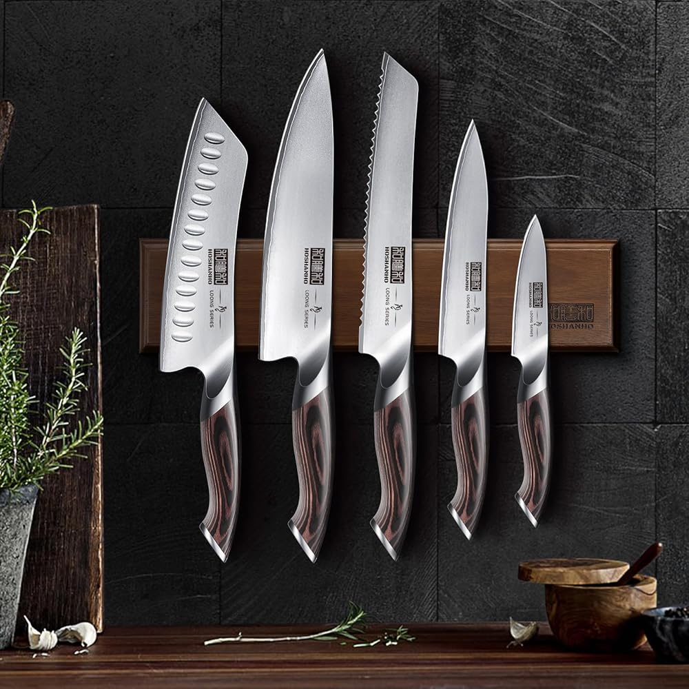 HOSHANHO 6 Pièces Set de Couteaux de Cuisine, Set Couteau Cuisine Professionnel Tranchants, Couteau de Chef en Acier Inoxydable : Bricolage