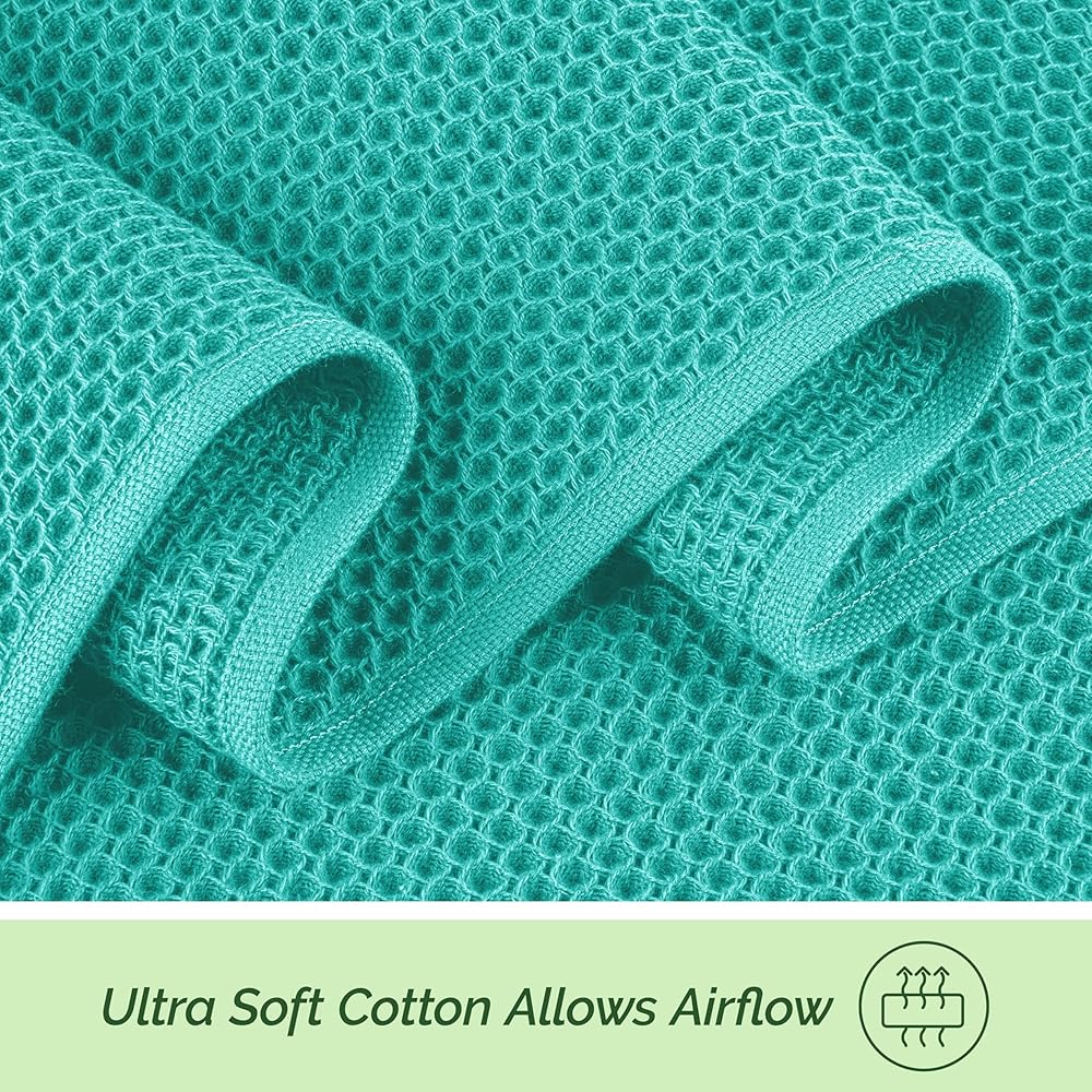 Elegant Comfort Lot de 6 torchons de Cuisine 100% Coton Turc gaufré, de qualité supérieure, Super absorbants, Ultra Doux, Multi-usages, 40,6 x 63,5 cm, Turquoise : Cuisine et Maison