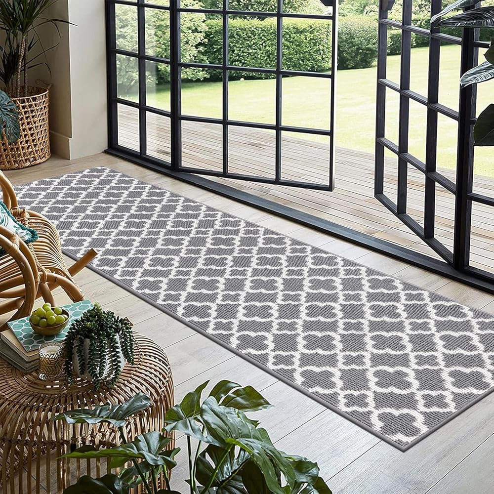 SHACOS Tapis de Couloir Extra Long Gris 60x305cm Tapis de Passage Couloir Moderne Motif Géométrique Tapis Cuisine Devant Evier Antidérapant Tapis d'Entrée Intérieur Long pour Couloir, Cuisine : Cuisine et Maison