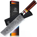 FANTECK Couteau de Cuisine Nakiri en Acier Damas de 67 Couche, Japonais de 18 cm, Professionnel, Manche en Bois de Pakka : Cuisine et Maison