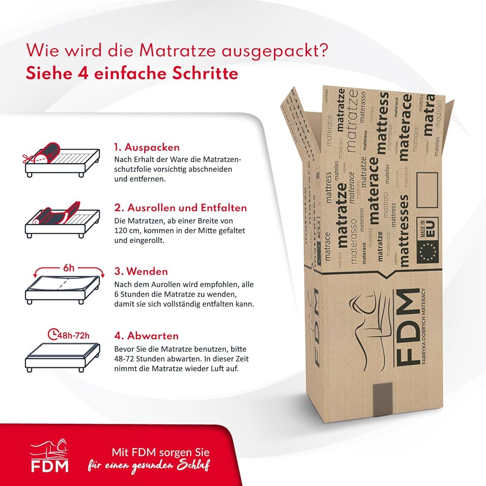 FDM Comfort Plus Matelas 140x200 cm Mousse à Mémoire de Forme Épaisseur 10 cm Fermeté H3 Matelas à Deux Faces 7 Zones de Confort Housse Lavable Oeko-TEX Hypoallergénique : Cuisine et Maison