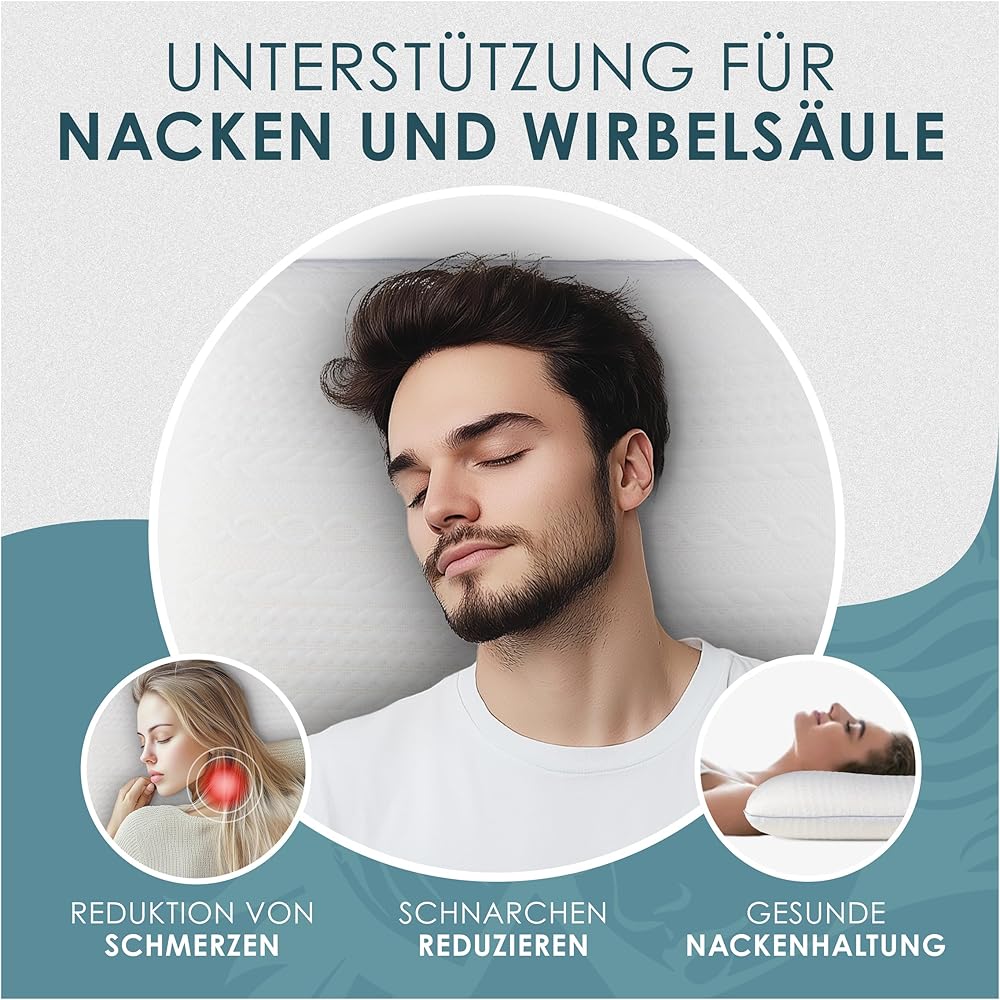 Nachtengel Oreiller orthopédique en mousse à mémoire de forme, ergonomique et contre les douleurs cervicales, pour tous les types de sommeil (coussin de positionnement sur le dos, le ventre et le côté : Cuisine et Maison