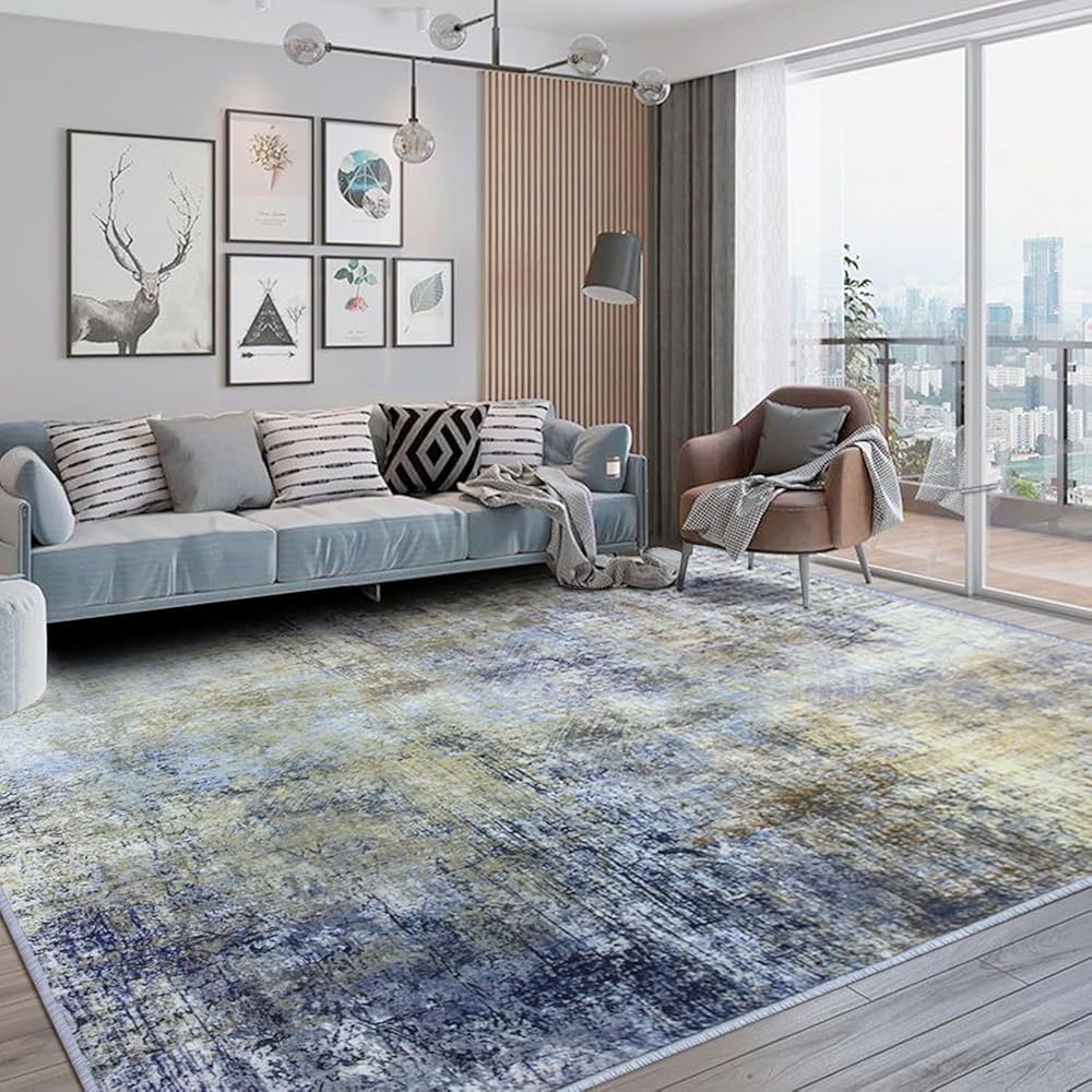 Jiyuhang Tapis de Salon pour Chambre à Coucher - Style Minimaliste - Motif Abstrait Multicolore - Peinture à l'encre - Tapis Traditionnel Chic pour Un Nettoyage Facile - 200 x 300 cm : Bébé et Puériculture