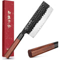 HEZHEN Couteau Nakiri Style japonais Couteau Couteau, Multi-Usages Couteau de chef Asiatique Pour Trancher la Viande et les Légumes, Manche Octogonal Ergonomique en Bois Rouge : Cuisine et Maison