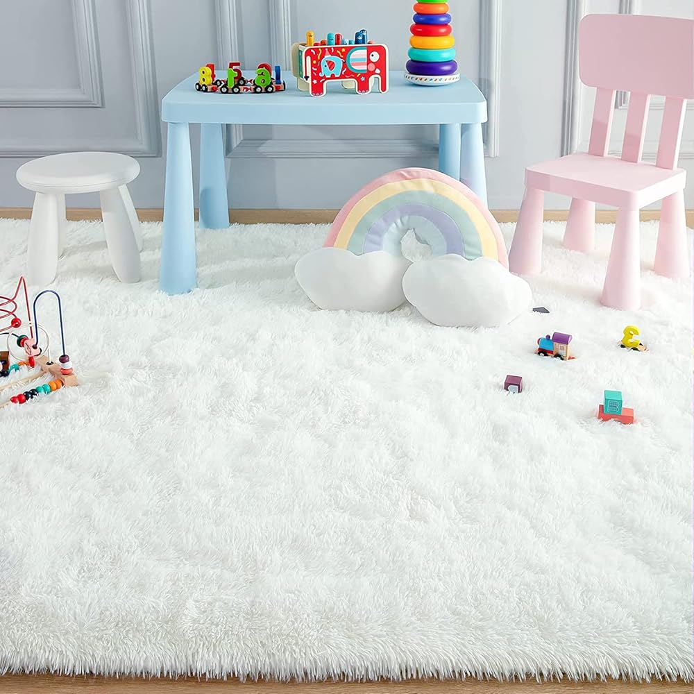 VanderHOME Tapis Pure Color Tie-Dye, sans Perte ni décoloration, Tapis Doux et Moelleux pour Chambre et Salon Blanc Pur 160x230cm : Cuisine et Maison