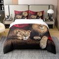 Parure de Lit 100% Coton 240x260 cm, Housse de Couette Lion Rose, Ensemble de Literie À Imprimé Floral Animalier, Literie sur Le Thème de La Nature, pour Enfants Jeunes Adultes, Ultra Doux : Cuisine et Maison