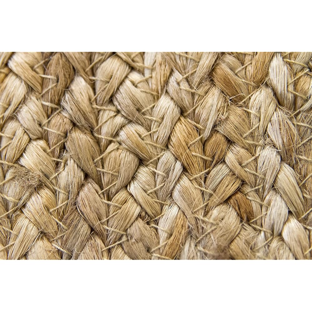 HAMID - Tapis Jute Naturel, Jute Alhambra Rond, Tressé à la Main, Tapis 100% Fibre de Jute pour Salon, Chambre, Décoration, (200x200cm) : Cuisine et Maison