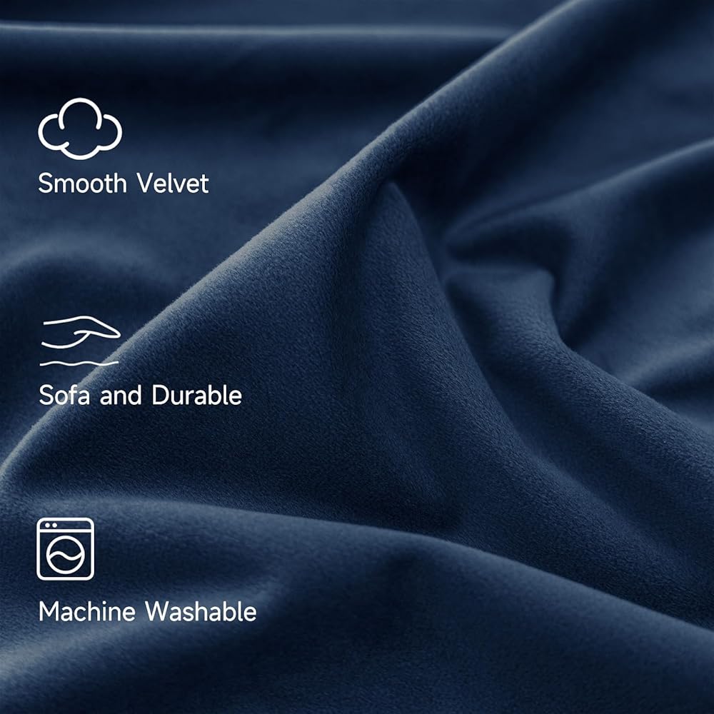 Ystyle Rideau Occultant Velours Lot De 2, 140x300cm, Rideaux Salon Rideau Thermique Isolant Anti Chaud Intérieurs, Rideau Phonique Anti Bruit, Moderne Chambre Maison Dressing, Bleu Foncé : Cuisine et Maison