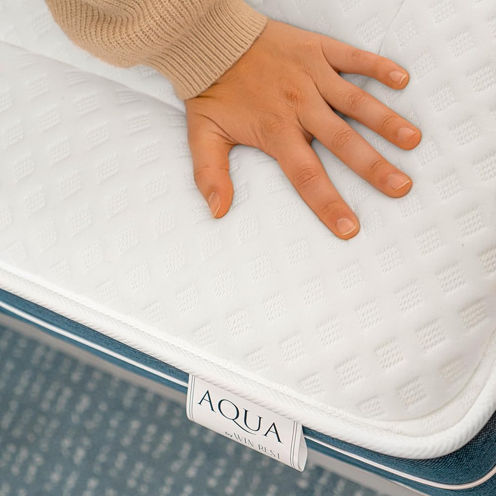 WIN REST Matelas à mémoire de Forme Gel à Ressorts ensachés Aqua, Hauteur 30 cm, fermeté Moyenne, Noyau de 750 Ressorts, Tissu damassé 400 g, Fibre hypoallergénique Super Soft (140 x 190 cm) : Cuisine et Maison