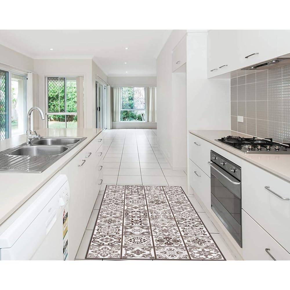 Tapis en vinyle - (hydraulique) - Différentes couleurs et tailles - Tapis de cuisine - Tapis de salle de bain - Tapis de salon antidérapant - Tapis de chambre en caoutchouc spongieux et dessous en PVC : Cuisine et Maison