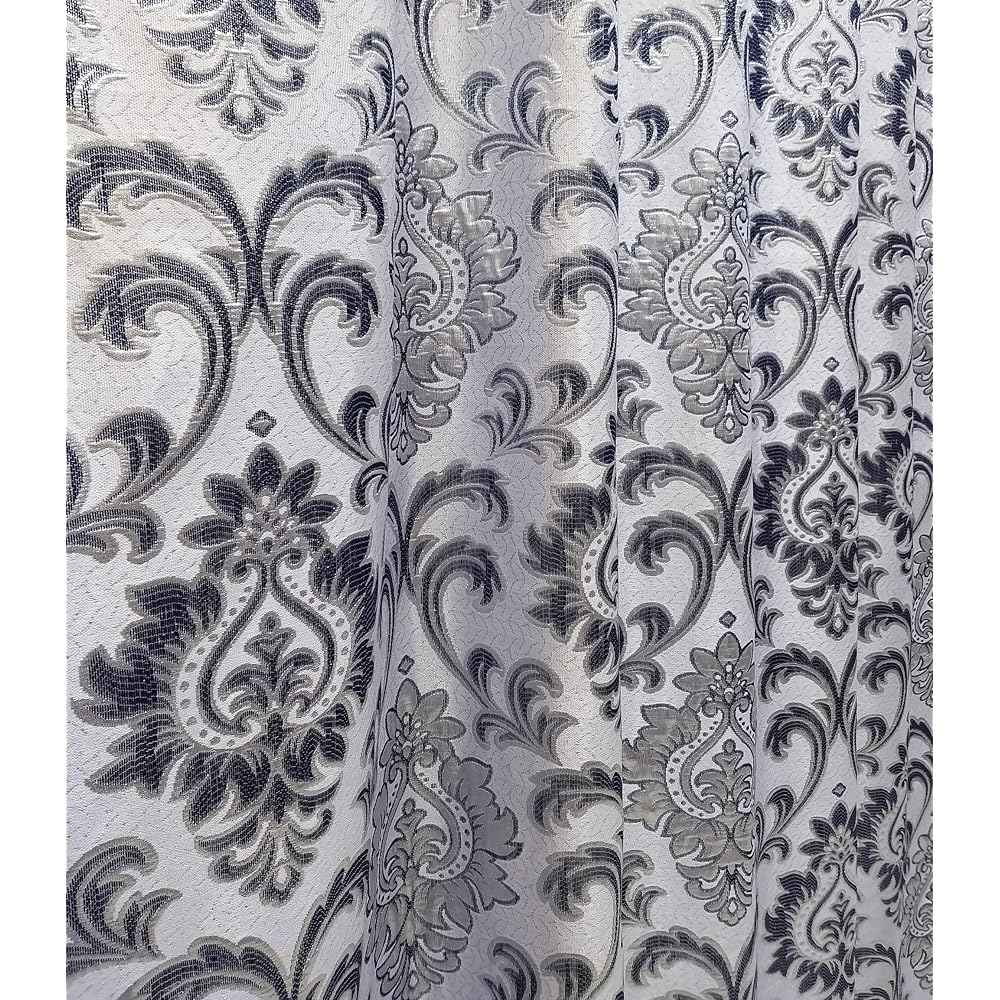 GOHD Samba Star Lot de 2 Rideaux de fenêtre en Jacquard avec cantonnière Fantaisie attachée et Dos en Taffetas. Chaque pièce Mesure 137,2 cm de Large x 228,6 cm de Hauteur avec cantonnière de 45,7 cm : Cuisine et Maison