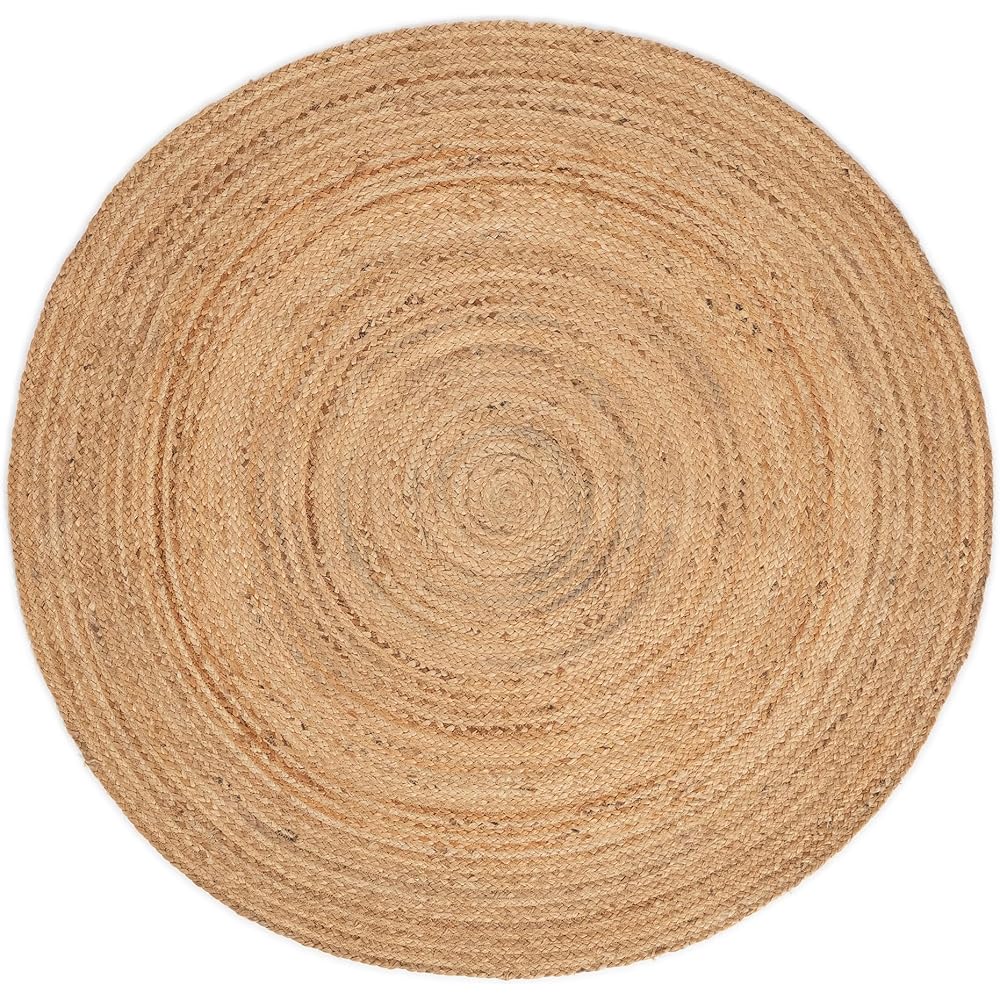 CarpetFine Tapis Jute Nele Ronde Couleur Naturelle Beige Ø 150 cm tissé à la Main en Jute | Tapis Naturel Moderne Uni en Tapis tissé Plat de Style Boho pour Le Salon et la Chambre à Coucher : Cuisine et Maison