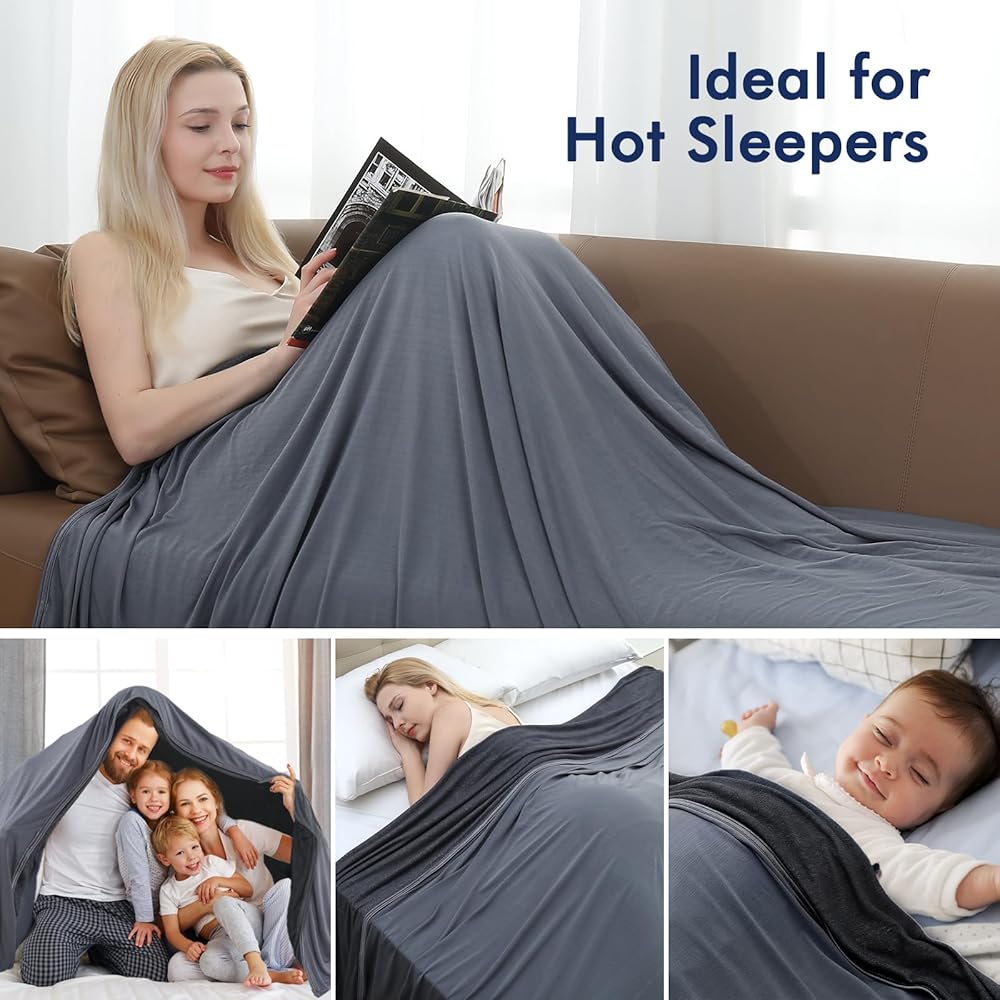 Avoalre Couverture Rafraîchissante en Fibre de Bambou Couverture été Arc-Chill 3.0 Couverture Froide Q-Max 0,5 Anti-acariens Couverture Douce pour Enfants et Adultes Lit Canapé Voyage 200x220cm : Cuisine et Maison