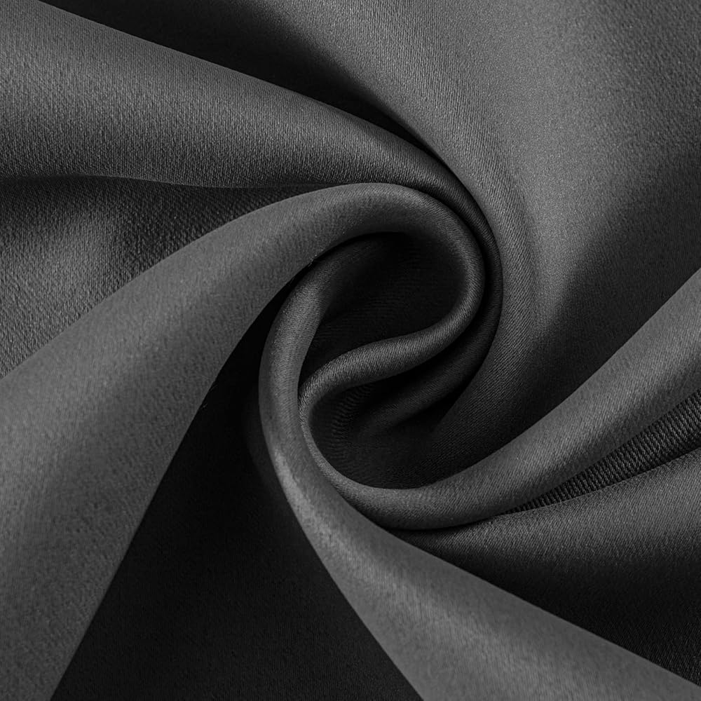 Joydeco Rideau Occultant 2 Pièces L 140 x H 245, Rideau Thermique Isolant Gris Foncé Anti Chaleur Tenture Opaque à Oeillets Isolation Lumiere Anti UV Decoration Chambre Maison Salon Intérieurs : Cuisine et Maison