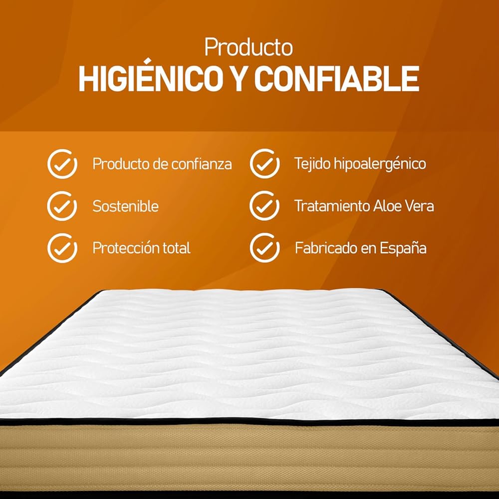 amuéblate online Matelas viscoélastique Gold réversible, 140 x 190 cm, idéal pour Lits gigognes ou Lits superposés, fermeté et Confort optimaux, Anti-acariens, antibactérien et hypoallergénique : Cuisine et Maison