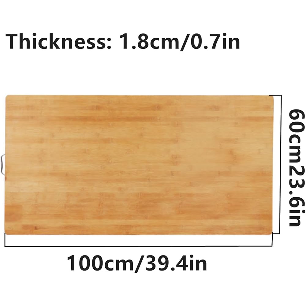 Planche à découper extra large 100 x 60 x 1,7 cm en bois de bambou avec poignée, planche à découper de cuisine pour couper des cubes de viande, convient pour la dinde, la viande, les légumes, le pain, : Cuisine et Maison