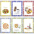 Nada Home Lot de 6 torchons cuisine nourriture Italie torchons en coton 6858 : Cuisine et Maison