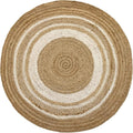 Hamid - Tapis Jute Naturel, Tapis de Jute Alhambra Couleur Naturelle Blanc Rond, Tapis 100% Fibre de Jute, Tissé à la Main, Tapis de Salon, Chambre, (100x100cm) : Cuisine et Maison