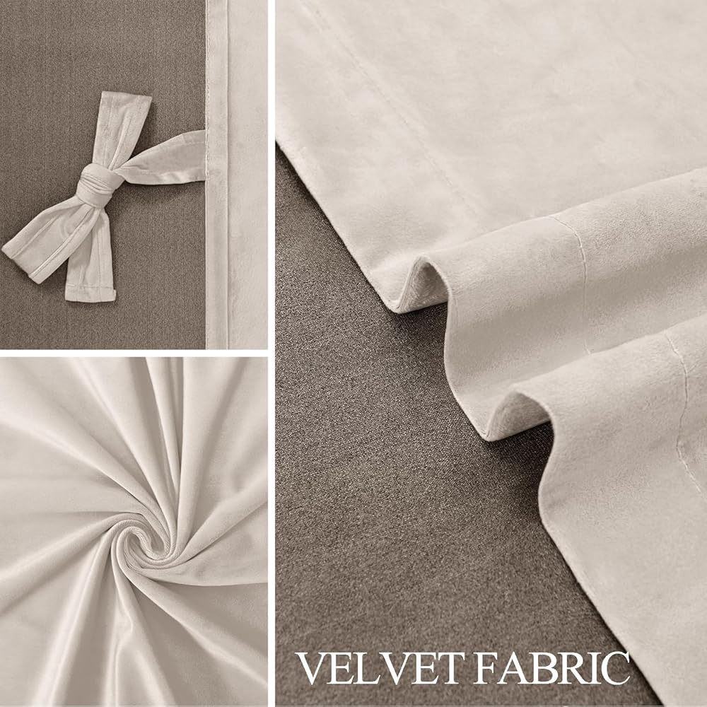 JIUZHEN Lot de 2 Rideaux Velours Occultants Doux et Opaques Rideaux à Oeillets Rideau Thermique Isolant Anti Chaleur et Frois pour Chambre Décoration 140x215cm (LxH) Beige Foncé : Cuisine et Maison