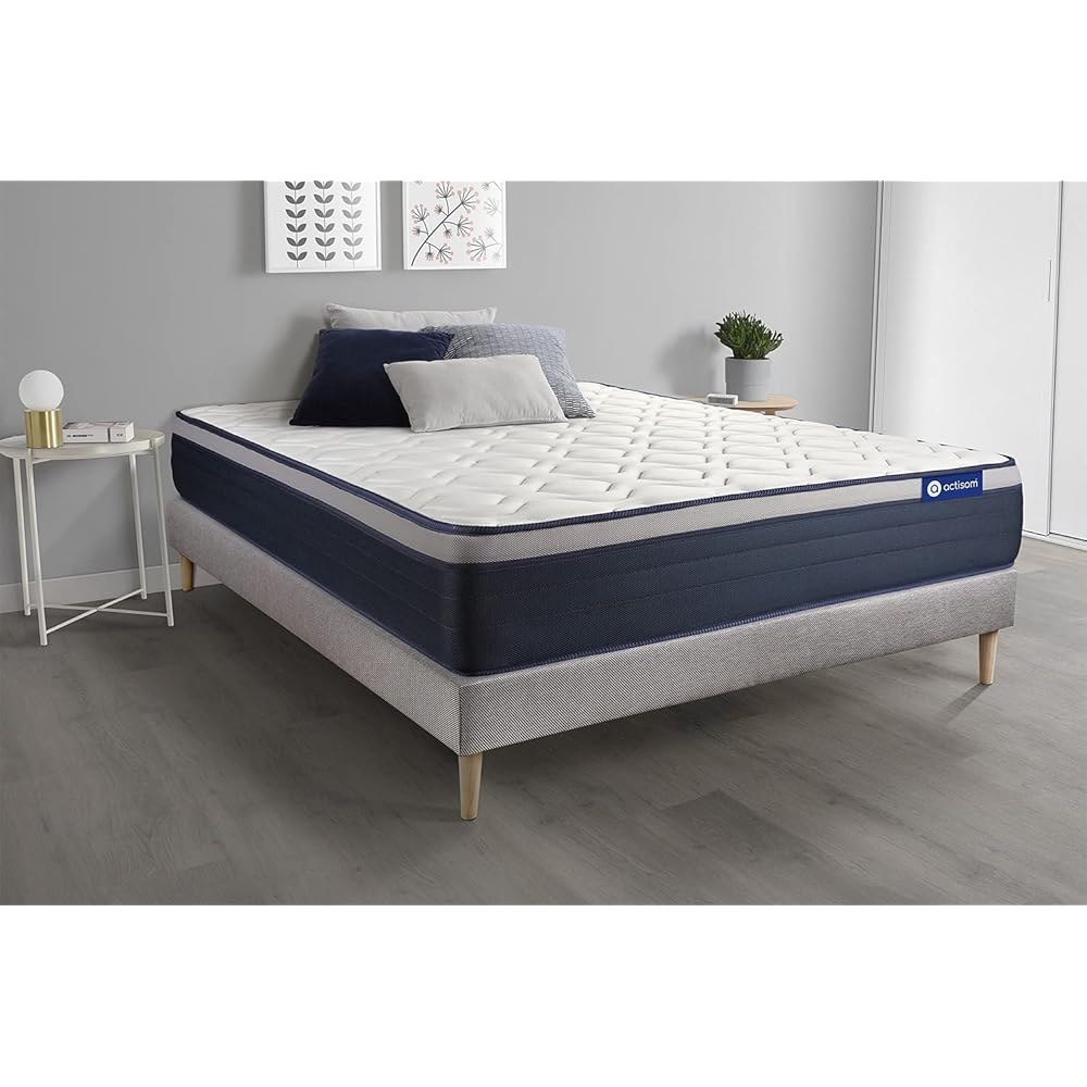 Actisom - Ensemble Matelas+Sommiers 140 x 190 cm - Mousse à Mousse à mémoire de Forme - Matelas pour 2 Personnes- Épaisseur : 26 cmcm - Soutien et Confort : Ferme - Marque Française : Cuisine et Maison