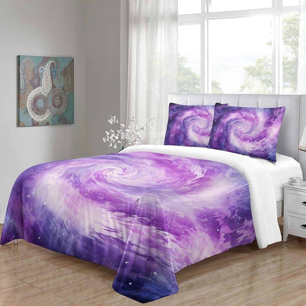La Galaxie De Literie avec Housse De Couette Microfibre Impression 3D,3 Pièces Couette Visual Art avec Taie d'oreiller Et Fermeture Éclair pour Adultes Enfants Super King（260x220cm） : Cuisine et Maison