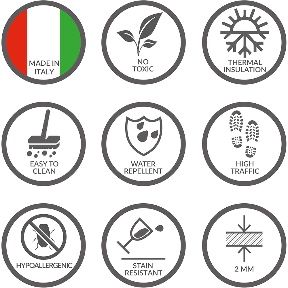 CREARREDA Tapis de Cuisine antidérapant Carreaux de Ciment en Ardoise 240x50 cm Tapis de Protection de Sol en Vinyle 100% fabriqué en Italie, avec Encre Non Toxique, Ignifuge et résistant à l'eau : Cuisine et Maison