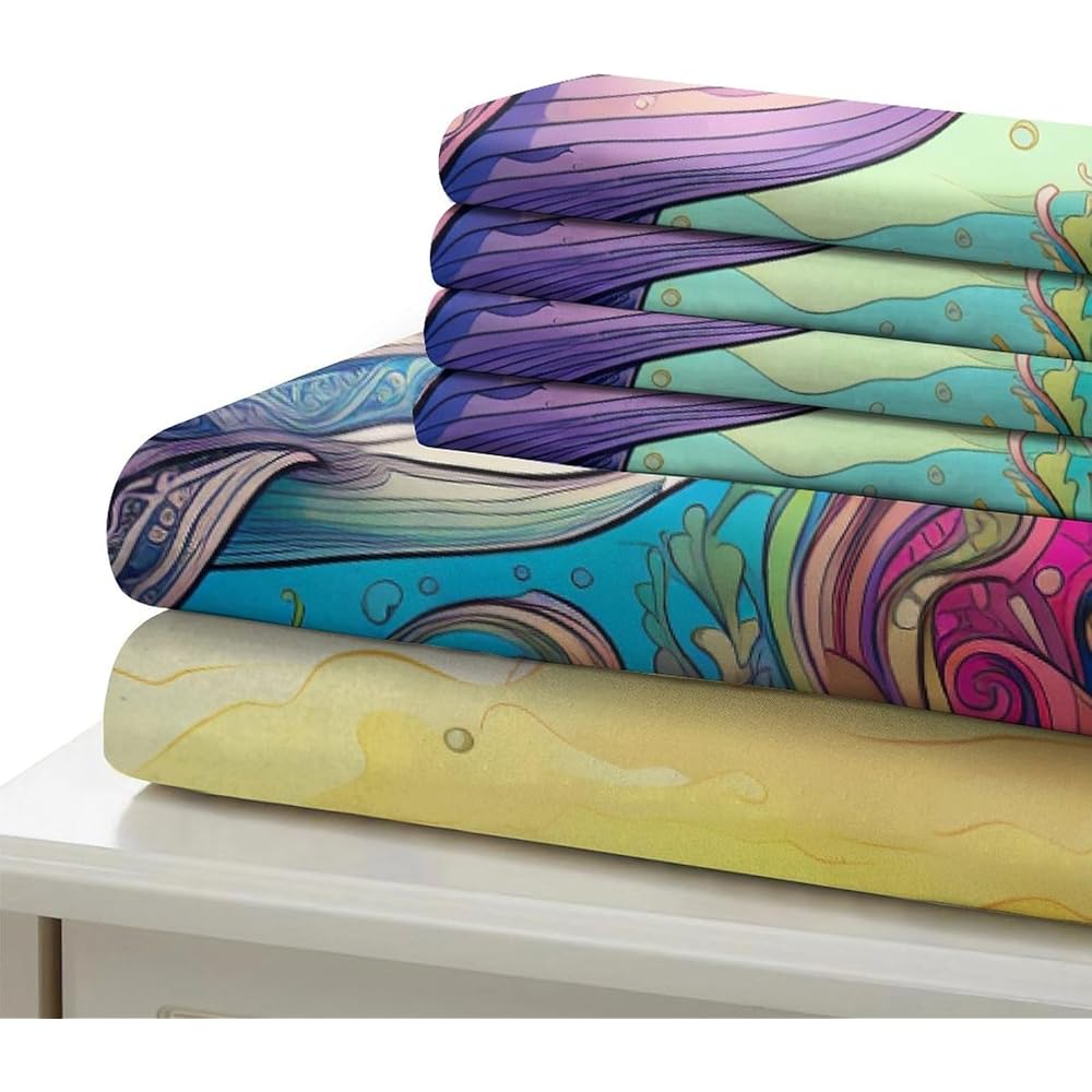 RUWMZXNQB 3D, Imprimé La Baleine Ensemble De Literie Microfibre Super Douce Et Respirante Housse De Couette 3 Pièces Et Taie d'oreiller King（220x240cm） : Cuisine et Maison