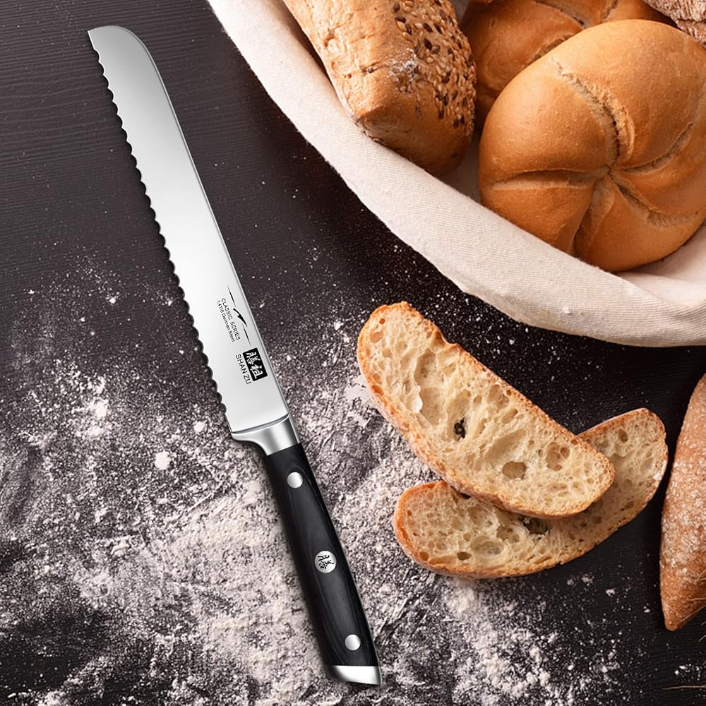 SHAN ZU Ensemble de Couteaux de Cuisine avec Bloc, Set de 14 Couteaux de Chef Allemands Professionnels avec Affûteur Fusil à Aiguiser : Cuisine et Maison