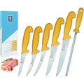 SMI - 6 Pièces Set Couteau Cuisine Solingen Couteau De Chef Acier Inoxydable Fusil à Aiguiser Couteau Boucher Couteau Viande Couteau à Désosser Made in Germany : Cuisine et Maison