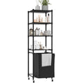 Solerconm Panier à Linge 4 Niveaux avec Roulettes,DIY, Bac à Linge Mobile pour Buanderie, Salle de Bain, Chambre,40x30x129cm, Noir : Cuisine et Maison