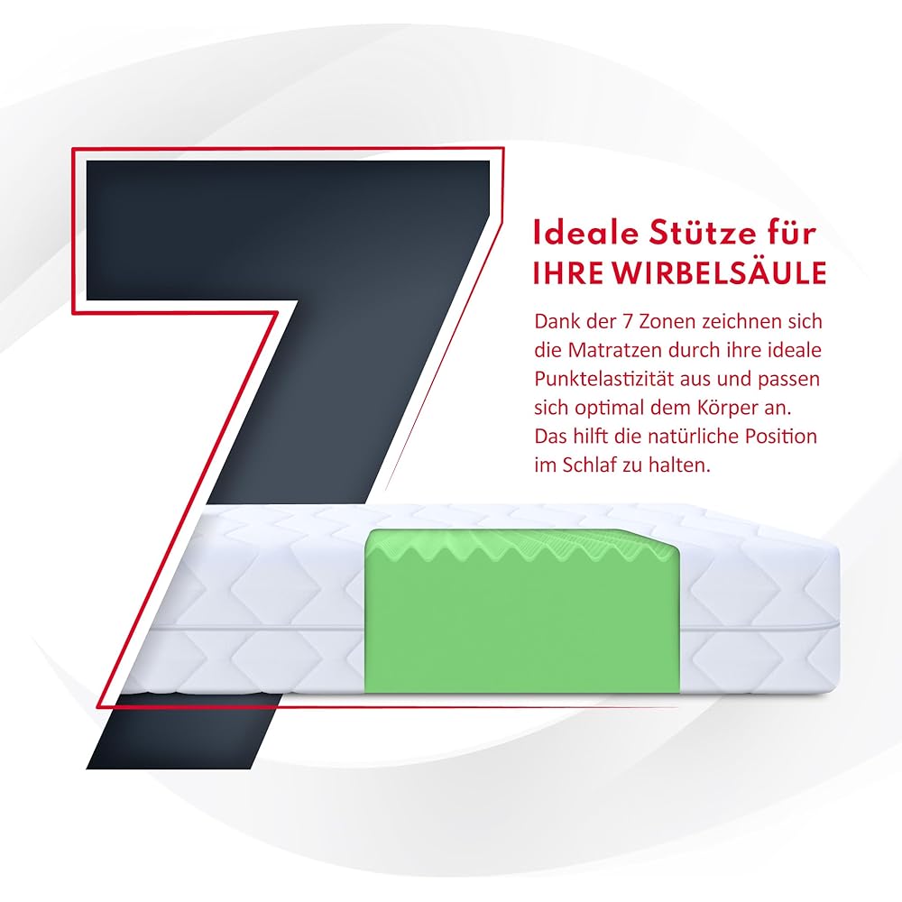FDM PICCHI Matelas 140x190 cm Mousse à Mémoire de Forme Épaisseur 12 cm Fermeté H3 Matelas à Deux Faces 7 Zones de Confort Housse Lavable Oeko-TEX Hypoallergénique : Cuisine et Maison