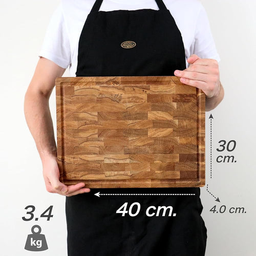 B4K® 40х30х4 cm Bloc à découper en bois de chêne | Planche en bois de cerveau avec poignées et pieds en silicone | Planche à découper antibactérienne | Planche à découper (40х30х4cm), XP15KTODN6 : Cuisine et Maison