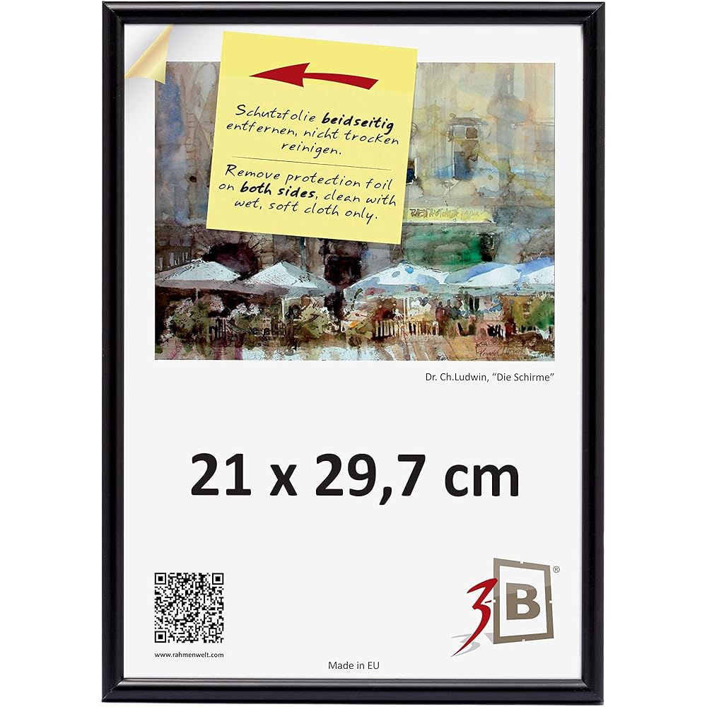 3-B Lot de 5 Cadres FOTO - 21x29,7 (A4) - noir - cadre photo en plastique, mural et de table, avec verre acrylique : Cuisine et Maison