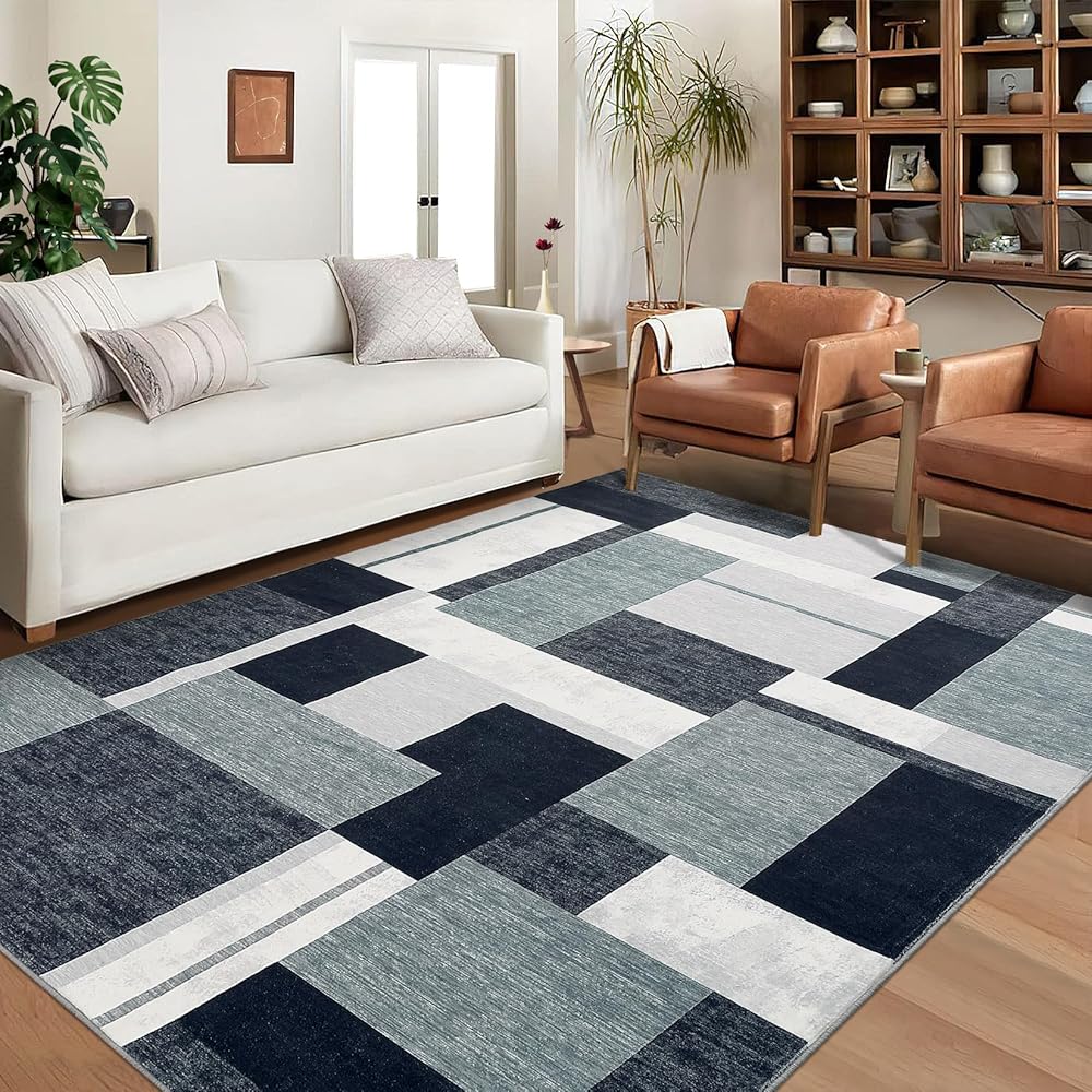 LuxFocus Tapis moderne et bohème chic, lavable en machine, motif géométrique, pour salon, canapé, dortoir, table basse, table à manger, bureau, chambre à coucher, 160 x 230 cm, gris : Cuisine et Maison
