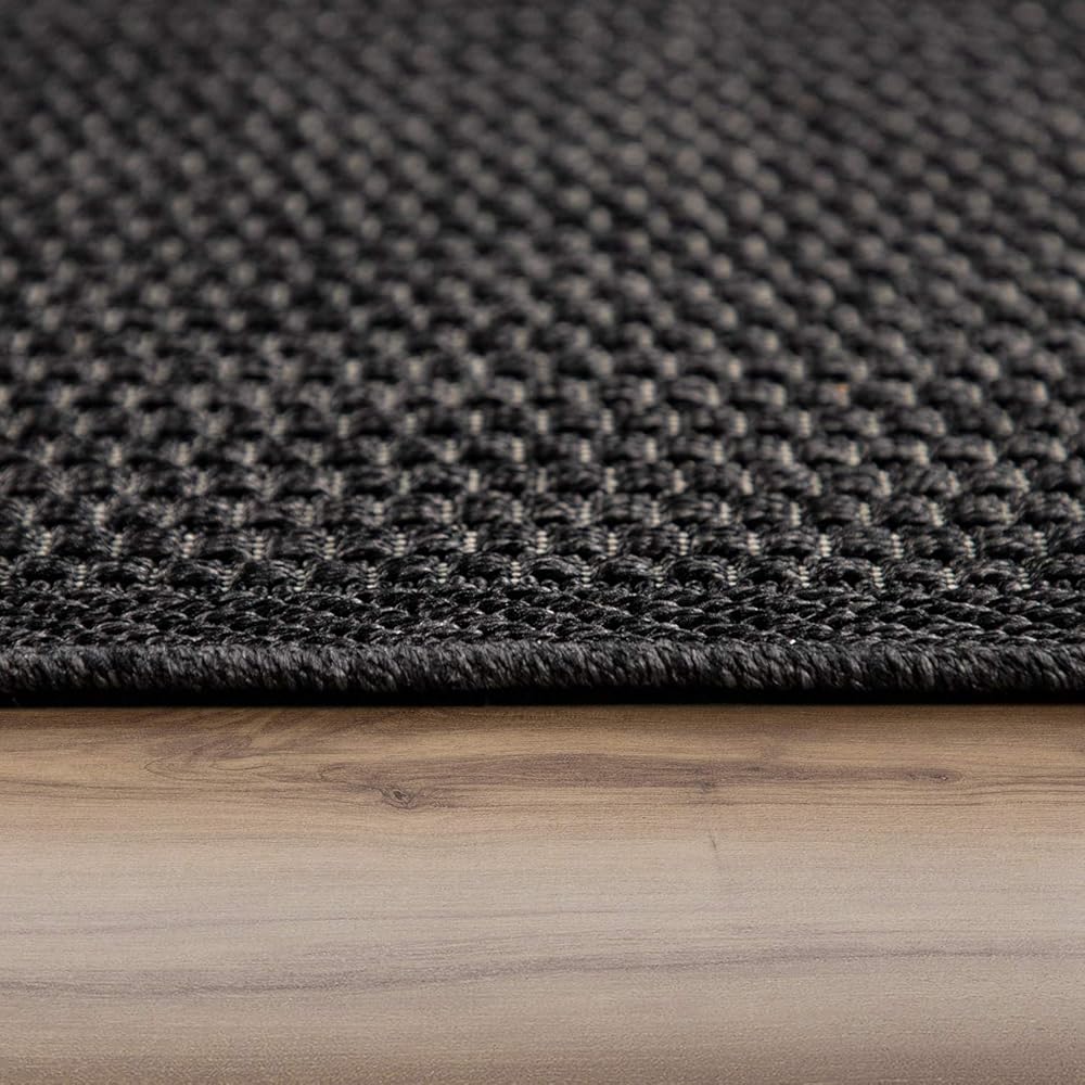 Paco Home Tapis Extérieur pour Terrasse Et Balcon Tapis Cuisine Monochrome Moderne Noir, Dimension:200x280 cm : Cuisine et Maison