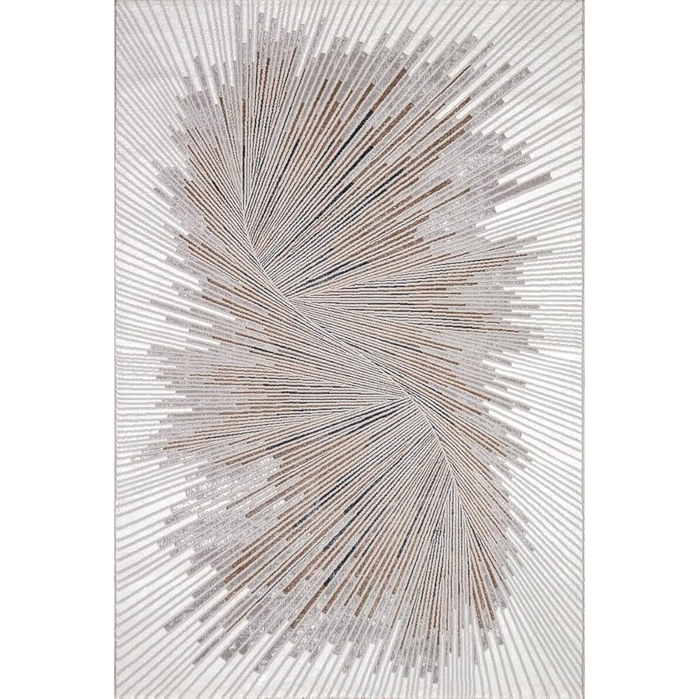 Mia's Teppiche Cielo Tapis Moderne Dense à Poils Courts, Salon, Chambre à Coucher, Brillant élégant, Fibre Brillante, Effet très Profond, Plume, Grey, 120 x 170 cm : Cuisine et Maison
