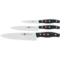 ZWILLING Set de 3 Couteaux (3 pièces: Couteau à Larder/Garnir, Couteau à Viande, Couteau de Chef), Acier Inoxydable, Manche Noir, série Twin Pollux : Cuisine et Maison