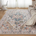 CHOSHOME Grand tapis vintage classique et antidérapant en fausse laine lavable en machine pour salon et chambre à coucher Beige 160 x 230 cm : Cuisine et Maison